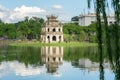 Turtle Tower Thap Rua in Hoan Kiem lake Sword lake, Ho Guom in Hanoi, Vietnam. Royalty Free Stock Photo