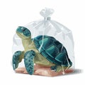 turtle trapped in plastic vector flat isolated illustration