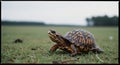 Turtle walking on green grass in natural setting nature Royalty Free Stock Photo