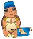 Turtle works a postmen Royalty Free Stock Photo