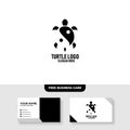 Turtle with yin yang element Logo Vector Template, Free Business Card Mockup