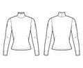 Turtleneck Jersey Sweater Technical Fashion Illustration With Long Sleeves, Close-fitting Shape.