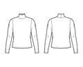 Turtleneck jersey sweater technical fashion illustration with long sleeves, oversized body