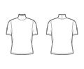 Turtleneck jersey t-shirt technical fashion illustration with short sleeves, oversized body.