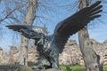 Turul bronze eagle statue of the Uzhhorod Castle Ungvar in Ukraine Royalty Free Stock Photo