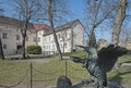 Turul bronze eagle statue of the Uzhhorod Castle Ungvar in Ukraine 2 Royalty Free Stock Photo