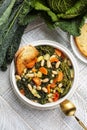 Tuscan bread soup made with toasted bread and vegetables. Ribollita. Royalty Free Stock Photo