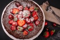 Tuscan chocolate cake with strawberries and cherries Royalty Free Stock Photo