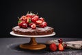 Tuscan chocolate cake with strawberries and cherries Royalty Free Stock Photo