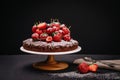 Tuscan chocolate cake with strawberries and cherries Royalty Free Stock Photo