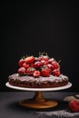 Tuscan chocolate cake with strawberries and cherries Royalty Free Stock Photo