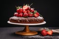 Tuscan chocolate cake with strawberries and cherries Royalty Free Stock Photo