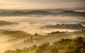 Tuscan Countryside on Foggy Morning Royalty Free Stock Photo