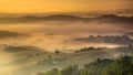 Tuscan Countryside on Foggy Morning Royalty Free Stock Photo