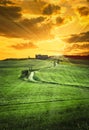 Tuscan farmhouse on a hill Royalty Free Stock Photo