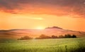 Tuscan farmhouse on a hill Royalty Free Stock Photo