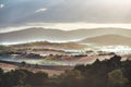 Tuscan hills in the fog