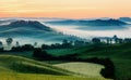 Tuscan Landscape in Sunrise Light Royalty Free Stock Photo