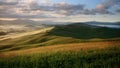 Tuscan Landscape in Sunrise Light Royalty Free Stock Photo