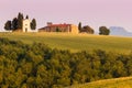 The Tuscan Landscape, Vitaleta chapel Church Royalty Free Stock Photo