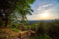 Tuscan panorama with setting sun in Montalcino