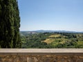 Tuscan view seen from Via Piandornella street, San Gimignano, Italy Royalty Free Stock Photo