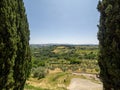 Tuscan view seen from Via Piandornella street, San Gimignano, Italy Royalty Free Stock Photo