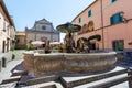Tuscania, Viterbo, Italy: San G iacomo Maggiore cathedral, the square and the fountain