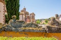 Tuscania, Viterbo, Italy: view of the city with etruscan sarcophagi