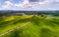 Tuscany aerial view from drone in the spring time