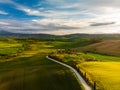 Tuscany countryside hills, stunning aerial view in spring Royalty Free Stock Photo
