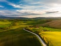 Tuscany countryside hills, stunning aerial view in spring