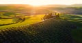 Tuscany, farmhouse and landscape on the hills of Val d& x27;Orcia - Italy Royalty Free Stock Photo