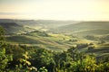 Tuscany foggy landscape at sunrise Royalty Free Stock Photo