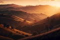 Tuscany hills at sunset. Beautiful autumn landscape. Italy.