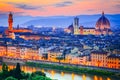 Tuscany, Italy - Florence skyline with Arno River and Palazzo Vecchio Royalty Free Stock Photo