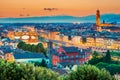 Tuscany, Italy - Florence skyline with Arno River, Ponte Vecchio and Palazzo Vecchio Royalty Free Stock Photo