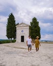 Tuscany Italy, Perfect Road Avenue through cypress trees ideal Tuscan landscape Royalty Free Stock Photo