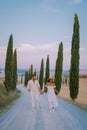 Tuscany Italy, Perfect Road Avenue through cypress trees ideal Tuscan landscape Royalty Free Stock Photo