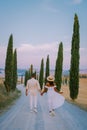 Tuscany Italy, Perfect Road Avenue through cypress trees ideal Tuscan landscape Royalty Free Stock Photo