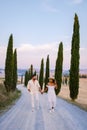 Tuscany Italy, Perfect Road Avenue through cypress trees ideal Tuscan landscape Royalty Free Stock Photo