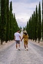 Tuscany Italy, Perfect Road Avenue through cypress trees ideal Tuscan landscape Royalty Free Stock Photo