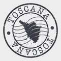 Tuscany Italy Stamp Postal. Map Silhouette Seal. Passport Round Design. Vector Icon. Design Retro Travel.
