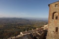 Tuscany landscape in the early morning fog, Italy. Royalty Free Stock Photo