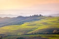 Tuscany landscape at gentle sunrise light, Royalty Free Stock Photo