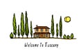 Tuscany landscape illustration