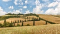 Tuscany Landscape panorama, hills, cypress and meadow,