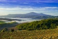 Tuscany - Landscape panorama at sunrise, hills and meadow, Italy Royalty Free Stock Photo