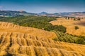 Tuscany landscape with rolling hills at sunset, Val d'Orcia, Italy Royalty Free Stock Photo