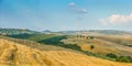 Tuscany landscape with rolling hills at sunset, Val d'Orcia, Italy Royalty Free Stock Photo